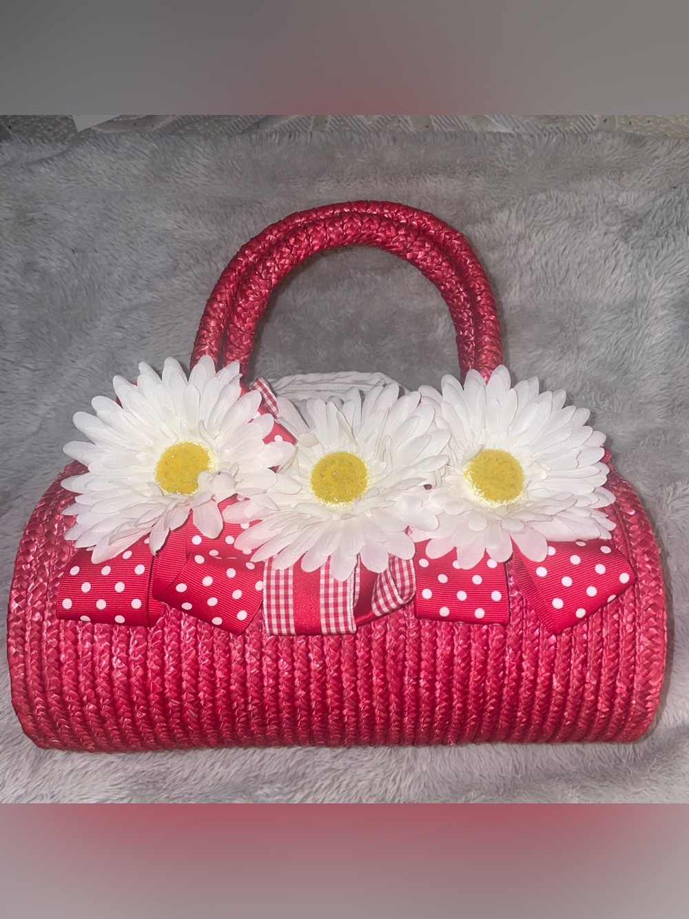 Bosom Buddy Red Sunflower Woven Bag